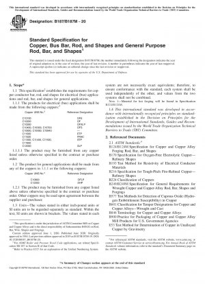 Standardspezifikation für Kupfer, Sammelschienen, Stangen und Formen sowie Stangen, Stangen und Formen für allgemeine Zwecke