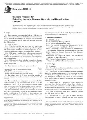 Standardverfahren zur Erkennung von Lecks in Umkehrosmose- und Nanofiltrationsgeräten