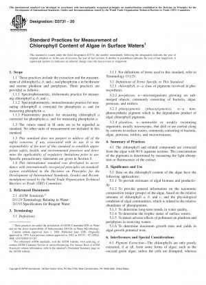 Standardverfahren zur Messung des Chlorophyllgehalts von Algen in Oberflächengewässern