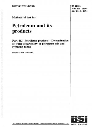 Prüfmethoden für Erdöl und seine Produkte. Erdölprodukte. Bestimmung der Wasserabscheidbarkeit von Erdölen und synthetischen Flüssigkeiten