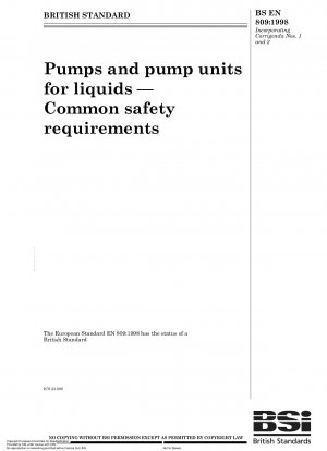 Pumpen und Pumpenaggregate für Flüssigkeiten – Gemeinsame Sicherheitsanforderungen