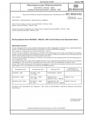 Gleichstrom-Widerstandsspannungsverhältniskästen; Änderung A2 (IEC 60524:1975/A2:1997); Deutsche Fassung EN 60524:1993/A2:1997
