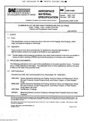 Aluminiumlegierung, Schmiedeteile und gewalzte oder geschmiedete Ringe, lösungs- und ausscheidungswärmebehandelt (Bestätigt: 1. Mai 1995)