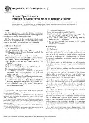 Standardspezifikation für Druckminderventile für Luft- oder Stickstoffsysteme