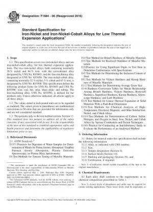 Standardspezifikation für Eisen-Nickel- und Eisen-Nickel-Kobalt-Legierungen für Anwendungen mit geringer Wärmeausdehnung