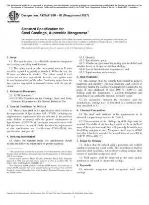 Standardspezifikation für Stahlgussteile, austenitisches Mangan