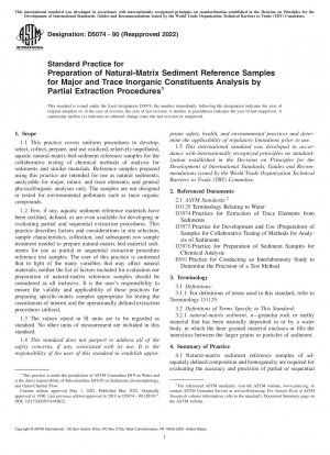 Standardpraxis für die Vorbereitung von Sediment-Referenzproben mit natürlicher Matrix für die Analyse von Haupt- und Spurenbestandteilen anorganischer Bestandteile durch Teilextraktionsverfahren