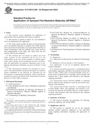 Standardpraxis für die Anwendung von gesprühten feuerbeständigen Materialien (SFRMs)