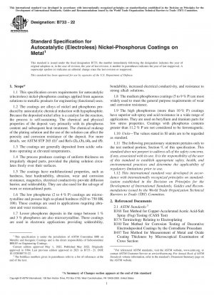 Standardspezifikation für autokatalytische (stromlose) Nickel-Phosphor-Beschichtungen auf Metall