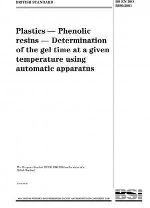 Kunststoffe - Phenolharze - Bestimmung der Gelzeit bei einer bestimmten Temperatur mit automatischen Geräten