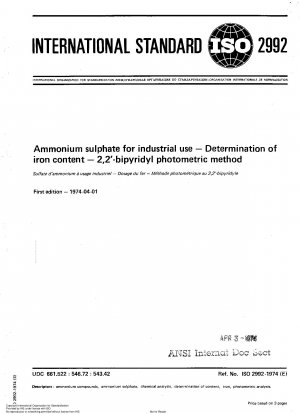 Ammoniumsulfat für industrielle Zwecke; Bestimmung des Eisengehalts; 2,2-Bipyridyl-photometrische Methode
