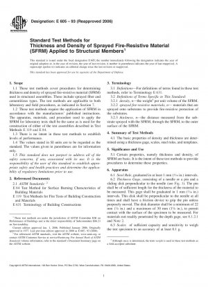 Standardtestmethoden für die Dicke und Dichte von gesprühtem feuerbeständigem Material (SFRM), das auf Strukturelemente angewendet wird