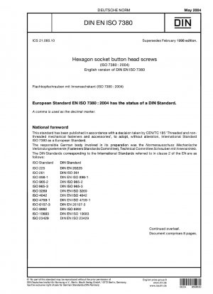 Halbrundkopfschrauben mit Innensechskant (ISO 7380:2004); Deutsche Fassung EN ISO 7380:2004