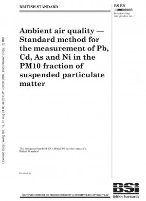 Luftqualität – Standardmethode zur Messung von Pb, Cd, As und Ni in der PM10-Fraktion von Schwebstaub