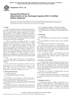 Standardtestmethode zur Bestimmung der Ionenaustauschkapazität (IEC) in gepfropften Batterieseparatoren