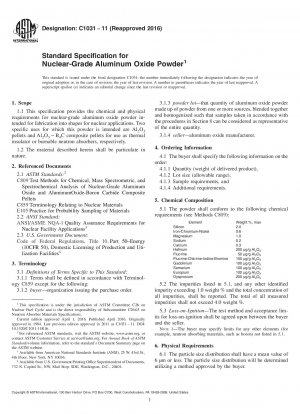 Standardspezifikation für Aluminiumoxidpulver in Nuklearqualität