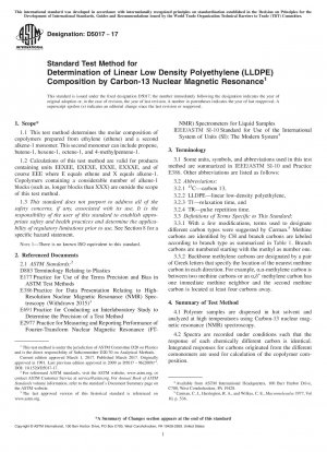 Standardtestmethode zur Bestimmung der Zusammensetzung von linearem Polyethylen niedriger Dichte (LLDPE) mittels Kohlenstoff-13-Kernspinresonanz