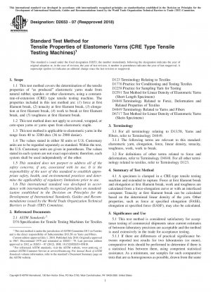 Standardprüfverfahren für Zugeigenschaften von Elastomergarnen (Zugprüfmaschinen vom Typ CRE)