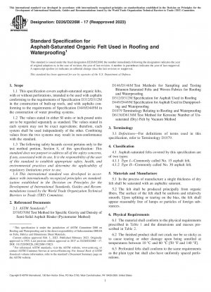 Standardspezifikation für asphaltgetränkten organischen Filz zur Verwendung bei Dächern und Abdichtungen