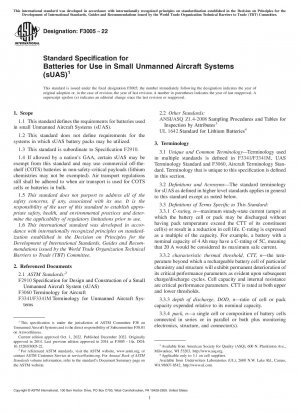 Standardspezifikation für Batterien zur Verwendung in kleinen unbemannten Flugzeugsystemen (sUAS)