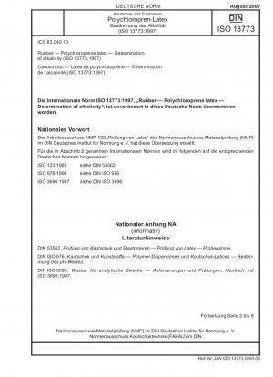Gummi – Polychloropren-Latex – Bestimmung der Alkalität (ISO 13773:1997)
