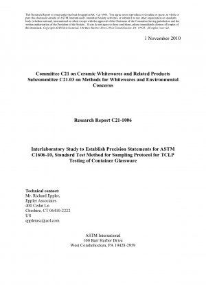 C1606-Testmethode für das Probenahmeprotokoll für die TCLP-Prüfung von Behälterglaswaren