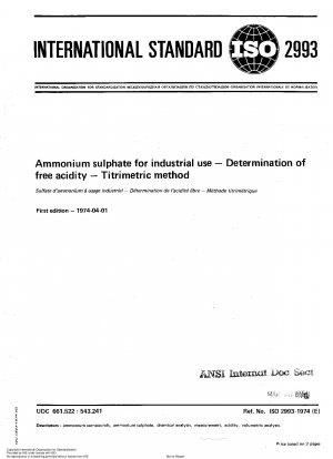 Ammoniumsulfat für industrielle Zwecke; Bestimmung der freien Säure; Titrimetrische Methode