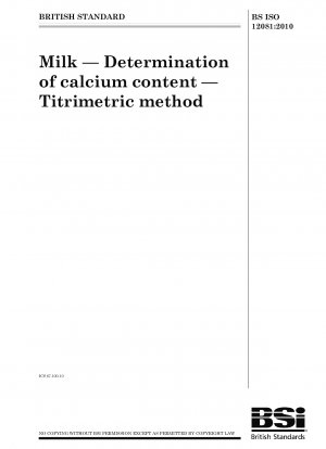 Milch – Bestimmung des Calciumgehalts – Titrimetrische Methode