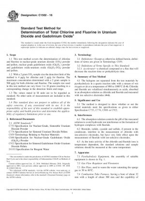 Standardtestmethode zur Bestimmung des Gesamtchlors und Fluors in Urandioxid und Gadoliniumoxid