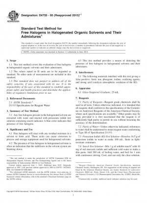 Standardtestmethode für freie Halogene in halogenierten organischen Lösungsmitteln und deren Beimischungen