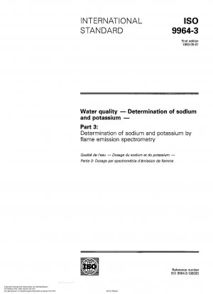 Wasserqualität; Bestimmung von Natrium und Kalium; Teil 3: Bestimmung von Natrium und Kalium mittels Flammenemissionsspektrometrie