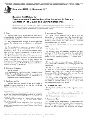 Standardtestverfahren zur Bestimmung unlöslicher Verunreinigungen in Fetten und Ölen, die in Fettflüssigkeiten und Füllmassen verwendet werden