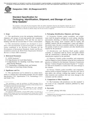 Standardspezifikation für Verpackung, Identifizierung, Versand und Lagerung von Lock-Strip-Dichtungen