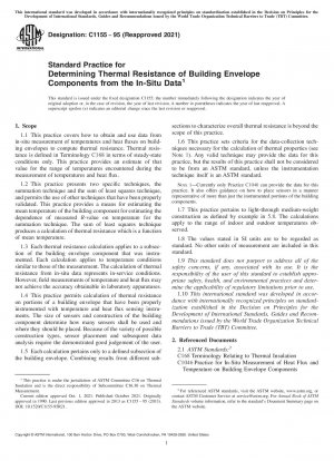 Standardverfahren zur Bestimmung des Wärmewiderstands von Gebäudehüllenkomponenten anhand der In-Situ-Daten
