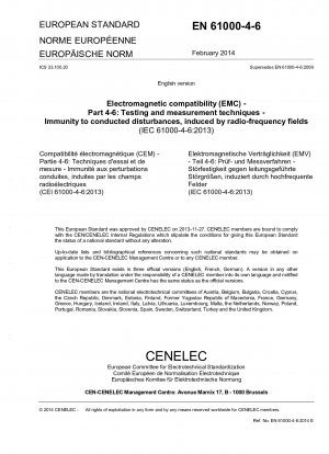 Elektromagnetische Verträglichkeit (EMV) – Teil 4-6: Prüf- und Messtechniken – Störfestigkeit gegen leitungsgebundene Störungen durch Hochfrequenzfelder (Enthält Änderung A1: 2001)