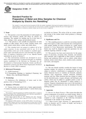 Standardpraxis für die Vorbereitung von Metall- und Legierungsproben für die chemische Analyse durch Umschmelzen im Lichtbogen