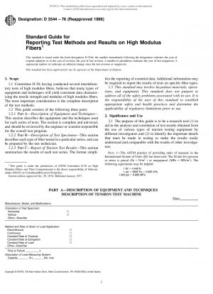 Standardhandbuch für die Berichterstattung über Testmethoden und -ergebnisse für Fasern mit hohem Modul