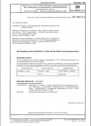 Messverfahren für Geräte, die in digitalen Mikrowellenübertragungssystemen verwendet werden - Teil 2: Messungen an terrestrischen Richtfunksystemen; Abschnitt 2: Antenne (IEC 60835-2-2:1994); Deutsche Fassung EN 60835-2-2:1994