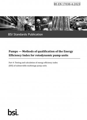 Pumps. Methoden zur Qualifizierung des Energieeffizienzindex für rotodynamische Pumpeneinheiten. Prüfung und Berechnung des Energieeffizienzindex (EEI) von mehrstufigen Tauchpumpeneinheiten