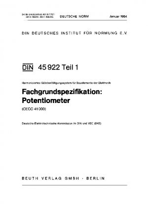 Harmonisiertes System zur Qualitätsbewertung elektronischer Komponenten; Allgemeine Spezifikation: Potentiometer