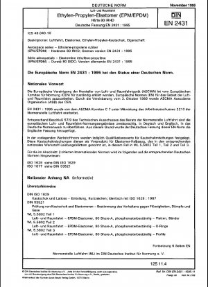 Luft- und Raumfahrt - Ethylen-Propylen-Kautschuk (EPM/EPDM) - Härte 80 IRHD; Deutsche Fassung EN 2431:1995