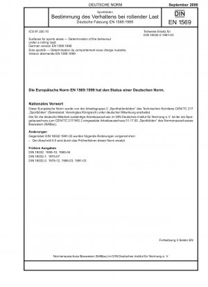 Oberflächen für Sportflächen – Bestimmung des Verhaltens unter rollender Belastung; Deutsche Fassung EN 1569:1999