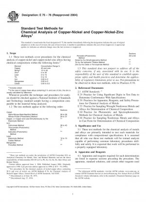 Standardtestmethoden für die chemische Analyse von Kupfer-Nickel- und Kupfer-Nickel-Zink-Legierungen