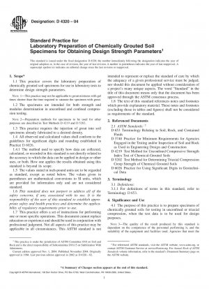 Standardpraxis für die Laborvorbereitung chemisch injizierter Bodenproben zur Ermittlung von Entwurfsfestigkeitsparametern