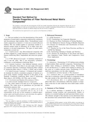 Standardprüfverfahren für Zugeigenschaften von faserverstärkten Metallmatrix-Verbundwerkstoffen