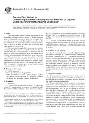 Standardtestmethode zur Bestimmung des anaeroben biologischen Abbaupotenzials organischer Chemikalien unter methanogenen Bedingungen