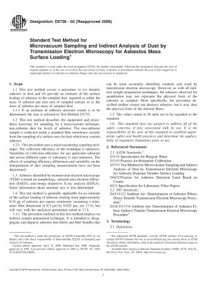 Standardtestmethode für die Probenahme im Mikrovakuum und die indirekte Analyse von Staub mittels Transmissionselektronenmikroskopie auf Asbestmassen-Oberflächenbeladung