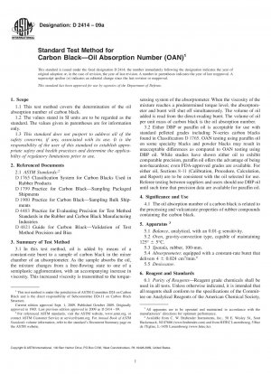 Standardtestmethode für Ruß x2014; Ölabsorptionszahl (OAN)