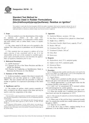Standardtestmethode für in Kautschukformulierungen verwendete Silane (Bis-(triethoxysilylpropyl)sulfane): Rückstände bei der Zündung