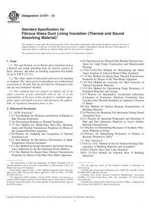Standardspezifikation für Kanalauskleidungsisolierung aus Faserglas (wärme- und schallabsorbierendes Material)
